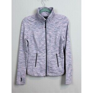 Zella Heathered Light Pink Full-Zip Sheer Back Panel Jacket M